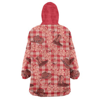 Red Palaka Hawaii Cowboy Wearable Blanket Hoodie Puakenikeni Lei Paniolo Papale Seamless Vibes LT14 - Polynesian Pride