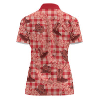 Red Palaka Hawaii Cowboy Women Polo Shirt Puakenikeni Lei Paniolo Papale Seamless Vibes LT14 - Polynesian Pride