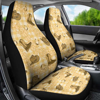Yellow Palaka Hawaii Cowboy Car Seat Cover Puakenikeni Lei Paniolo Papale Seamless Vibes LT14 - Polynesian Pride