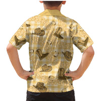 Yellow Palaka Hawaii Cowboy Family Matching Mermaid Dress and Hawaiian Shirt Puakenikeni Lei Paniolo Papale Seamless Vibes LT14 - Polynesian Pride
