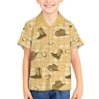 Yellow Palaka Hawaii Cowboy Family Matching Off Shoulder Short Dress and Hawaiian Shirt Puakenikeni Lei Paniolo Papale Seamless Vibes LT14 Son's Shirt Yellow - Polynesian Pride