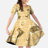 Yellow Palaka Hawaii Cowboy Family Matching Puletasi and Hawaiian Shirt Puakenikeni Lei Paniolo Papale Seamless Vibes LT14 Daughter's Dress Yellow - Polynesian Pride