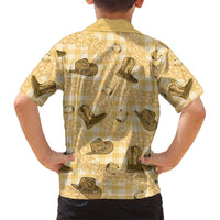Yellow Palaka Hawaii Cowboy Family Matching Summer Maxi Dress and Hawaiian Shirt Puakenikeni Lei Paniolo Papale Seamless Vibes LT14 - Polynesian Pride