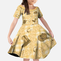Yellow Palaka Hawaii Cowboy Family Matching Tank Maxi Dress and Hawaiian Shirt Puakenikeni Lei Paniolo Papale Seamless Vibes LT14 Daughter's Dress Yellow - Polynesian Pride