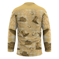 Yellow Palaka Hawaii Cowboy Hockey Jersey Puakenikeni Lei Paniolo Papale Seamless Vibes - Polynesian Pride