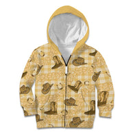 Yellow Palaka Hawaii Cowboy Kid Hoodie Puakenikeni Lei Paniolo Papale Seamless Vibes LT14 Zip Hoodie Yellow - Polynesian Pride