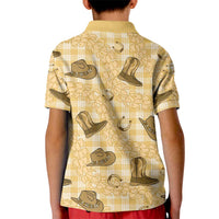 Yellow Palaka Hawaii Cowboy Kid Polo Shirt Puakenikeni Lei Paniolo Papale Seamless Vibes LT14 - Polynesian Pride