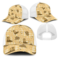 Yellow Palaka Hawaii Cowboy Mesh Trucker Cap Puakenikeni Lei Paniolo Papale Seamless Vibes - Polynesian Pride