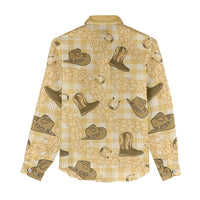 Yellow Palaka Hawaii Cowboy Women Casual Shirt Puakenikeni Lei Paniolo Papale Seamless Vibes LT14 - Polynesian Pride