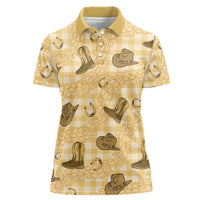 Yellow Palaka Hawaii Cowboy Women Polo Shirt Puakenikeni Lei Paniolo Papale Seamless Vibes LT14 Female Yellow - Polynesian Pride