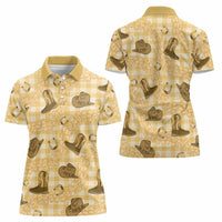 Yellow Palaka Hawaii Cowboy Women Polo Shirt Puakenikeni Lei Paniolo Papale Seamless Vibes LT14 - Polynesian Pride
