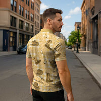 Yellow Palaka Hawaii Cowboy Zipper Polo Shirt Puakenikeni Lei Paniolo Papale Seamless Vibes LT14 - Polynesian Pride