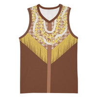Aloha Hawaii Cowboy Custome Basketball Jersey Puakenikeni Lei Palaka Tassel Style LT14 Unisex Brown - Polynesian Pride