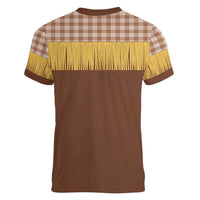 Aloha Hawaii Cowboy Custome Women V-Neck T-Shirt Puakenikeni Lei Palaka Tassel Style LT14 - Polynesian Pride