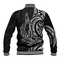 New Zealand Hammerhead Shark Baseball Jacket Maori Haehae Mangopare Black - Polynesian Pride