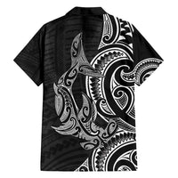 New Zealand Hammerhead Shark Family Matching Off Shoulder Maxi Dress and Hawaiian Shirt Maori Haehae Mangopare Black LT14 - Polynesian Pride