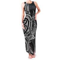 New Zealand Hammerhead Shark Family Matching Tank Maxi Dress and Hawaiian Shirt Maori Haehae Mangopare Black LT14 Mom's Dress Black - Polynesian Pride