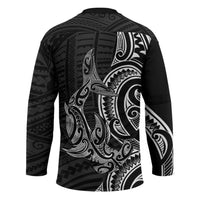 New Zealand Hammerhead Shark Hockey Jersey Maori Haehae Mangopare Black - Polynesian Pride