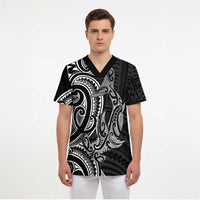 New Zealand Hammerhead Shark Scrub Top Maori Haehae Mangopare Black - Polynesian Pride