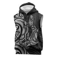 New Zealand Hammerhead Shark Sleeveless Zip Hoodie Maori Haehae Mangopare Black - Polynesian Pride
