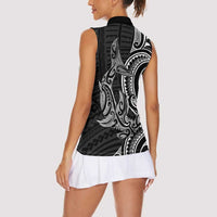 New Zealand Hammerhead Shark Women Sleeveless Polo Shirt Maori Haehae Mangopare Black LT14 - Polynesian Pride