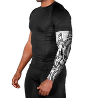 New Zealand Hammerhead Shark Arm Sleeves Maori Haehae Mangopare White - Polynesian Pride