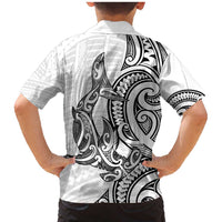New Zealand Hammerhead Shark Family Matching Mermaid Dress and Hawaiian Shirt Maori Haehae Mangopare White LT14 - Polynesian Pride