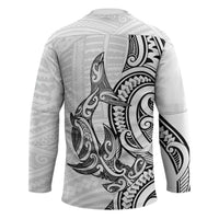New Zealand Hammerhead Shark Hockey Jersey Maori Haehae Mangopare White - Polynesian Pride