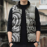 New Zealand Hammerhead Shark Sleeveless Puffer Jacket Maori Haehae Mangopare White - Polynesian Pride