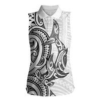 New Zealand Hammerhead Shark Women Sleeveless Polo Shirt Maori Haehae Mangopare White LT14 Female White - Polynesian Pride
