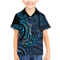New Zealand Hammerhead Shark Family Matching Mermaid Dress and Hawaiian Shirt Maori Haehae Mangopare Galaxy LT14 Son's Shirt Blue - Polynesian Pride