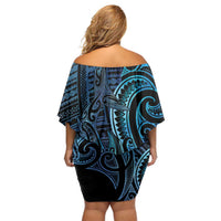 New Zealand Hammerhead Shark Family Matching Off Shoulder Short Dress and Hawaiian Shirt Maori Haehae Mangopare Galaxy LT14 - Polynesian Pride