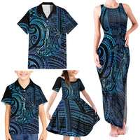New Zealand Hammerhead Shark Family Matching Tank Maxi Dress and Hawaiian Shirt Maori Haehae Mangopare Galaxy LT14 - Polynesian Pride