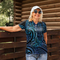 New Zealand Hammerhead Shark Women Polo Shirt Maori Haehae Mangopare Galaxy - Polynesian Pride