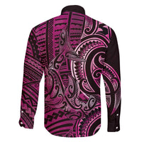 New Zealand Hammerhead Shark Family Matching Off Shoulder Maxi Dress and Hawaiian Shirt Maori Haehae Mangopare Pink LT14 - Polynesian Pride