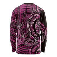 New Zealand Hammerhead Shark Long Sleeve Shirt Maori Haehae Mangopare Pink - Polynesian Pride