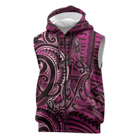 New Zealand Hammerhead Shark Sleeveless Zip Hoodie Maori Haehae Mangopare Pink - Polynesian Pride