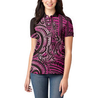 New Zealand Hammerhead Shark Women Polo Shirt Maori Haehae Mangopare Pink LT14 - Polynesian Pride