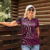 New Zealand Hammerhead Shark Women Polo Shirt Maori Haehae Mangopare Pink LT14 - Polynesian Pride