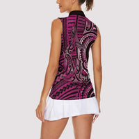 New Zealand Hammerhead Shark Women Sleeveless Polo Shirt Maori Haehae Mangopare Pink LT14 - Polynesian Pride