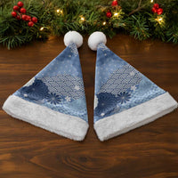 Blue Palaka Japanese Patterns Christmas Santa Hat Asanoha Seigaiha Sakura Motif - Polynesian Pride