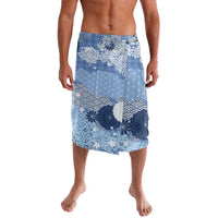 Blue Palaka Japanese Patterns Lavalava Asanoha Seigaiha Sakura Motif LT14 Blue - Polynesian Pride