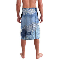 Blue Palaka Japanese Patterns Lavalava Asanoha Seigaiha Sakura Motif LT14 - Polynesian Pride