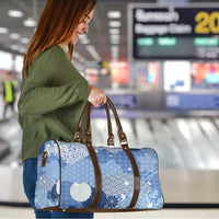 Blue Palaka Japanese Patterns Travel Bag Asanoha Seigaiha Sakura Motif - Polynesian Pride