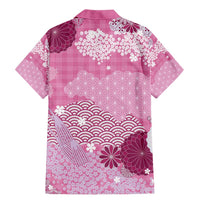 Pink Palaka Japanese Patterns Family Matching Mermaid Dress and Hawaiian Shirt Asanoha Seigaiha Sakura Motif LT14 - Polynesian Pride