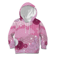 Pink Palaka Japanese Patterns Kid Hoodie Asanoha Seigaiha Sakura Motif LT14 Hoodie Pink - Polynesian Pride