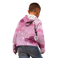 Pink Palaka Japanese Patterns Kid Hoodie Asanoha Seigaiha Sakura Motif LT14 - Polynesian Pride