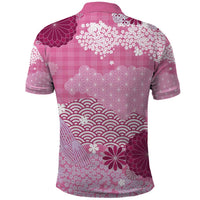 Pink Palaka Japanese Patterns Polo Shirt Asanoha Seigaiha Sakura Motif LT14 - Polynesian Pride