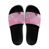 Pink Palaka Japanese Patterns Slide Sandals Asanoha Seigaiha Sakura Motif LT14 Pink - Polynesian Pride