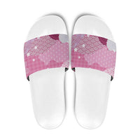 Pink Palaka Japanese Patterns Slide Sandals Asanoha Seigaiha Sakura Motif LT14 Pink - Polynesian Pride